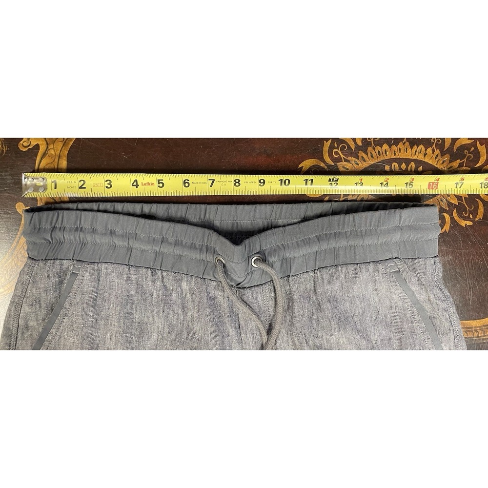 Athleta Bali Linen Ankle Pant Pull on Drawstring Flint Gray Heather Chambray 4‎ - Picture 7 of 13